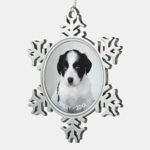 Name und Jahr des benutzerdefinierten Fotos Schneeflocken Zinn-Ornament