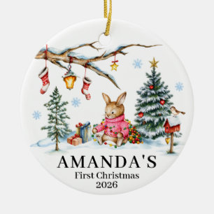 Name und Jahr des ersten Weihnachtskaninchens des Keramik Ornament