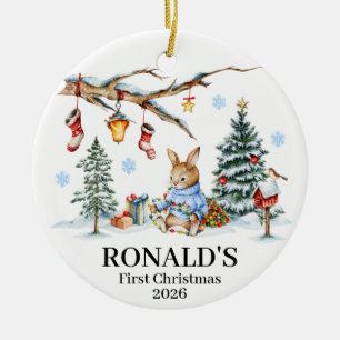 Name und Jahr vom ersten Weihnachtskaninchen des B Keramik Ornament