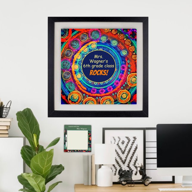 Name und Klassenrock des Lehrers, bunter Spaß Poster (Von Creator hochgeladen)