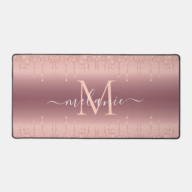 Name und Letter Rose Gold Desk Mat Schreibtischunterlage (Vorderseite)