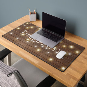 Name und Light String auf Oak Schreibtischunterlage