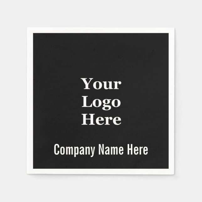 Name und Logo Schwarz und Weiß Serviette (Vorderseite)