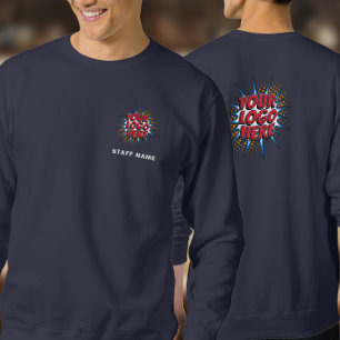 Name und Logo Upload Vorlage/Front & Back/Navy Sweatshirt