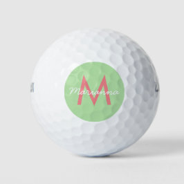 Name und moderne Monogramm für Minze und Koralle, Golfball