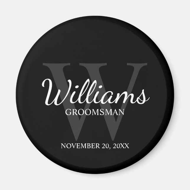 Name und Monogram für Personalisierte Script-Trauz Magnet (Vorne)
