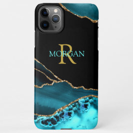 Name und Monogramm, Aquamarines schwarzes Tor, Aqu iPhone 11Pro Max Hülle