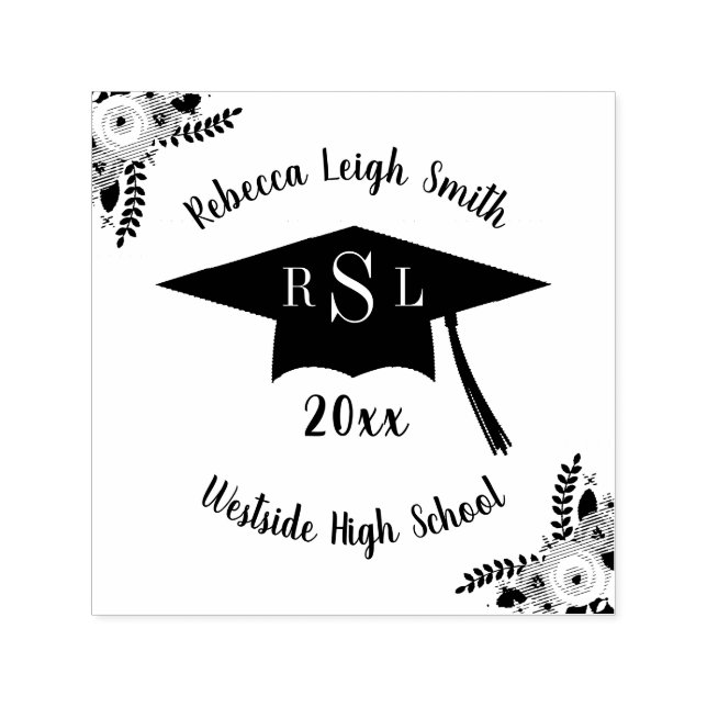 Name und Monogramm Bläschengraduiertenklasse Permastempel (Design)