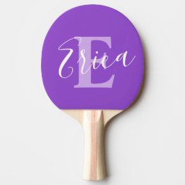 Name und Monogramm Buchstaben E lila Tischtennis Schläger