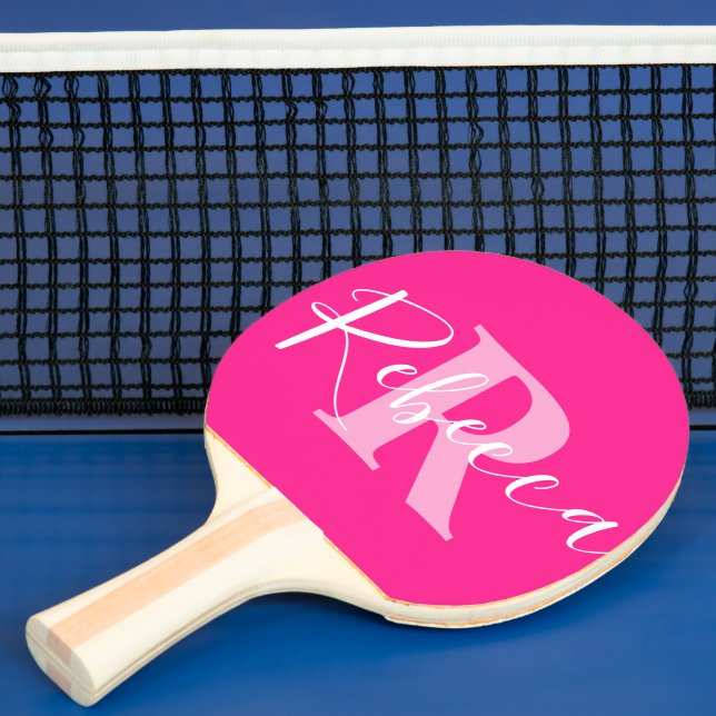 Name und Monogramm Buchstaben R rosa Tischtennis Schläger (InSitu)