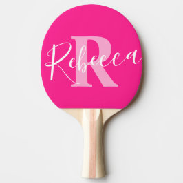 Name und Monogramm Buchstaben R rosa Tischtennis Schläger