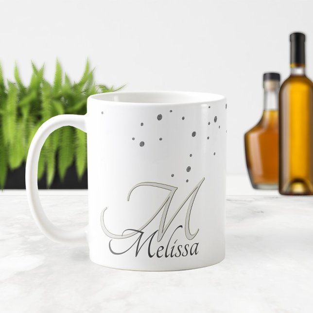 ✨ Name und Monogramm der Glitzern des Silver Glitz Kaffeetasse (✨ Silver Glitter Sparkles Name and Monogram Coffee Mug
)