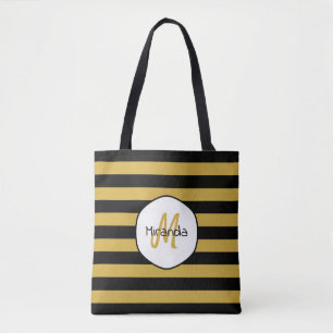 Name und Monogramm der niedlichen schwarzen gelben Tasche
