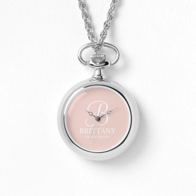 Name und Monogramm der personalisierten Bridesmaid Armbanduhr (Vorderseite)