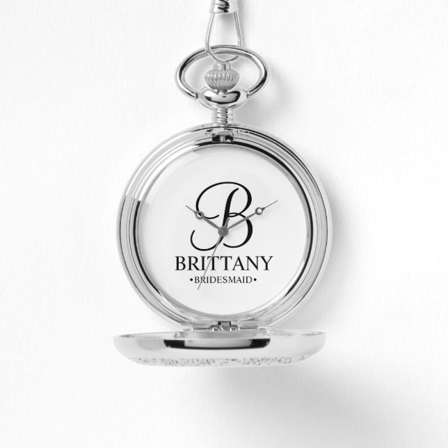 Name und Monogramm der personalisierten Bridesmaid Armbanduhr (Vorderseite)