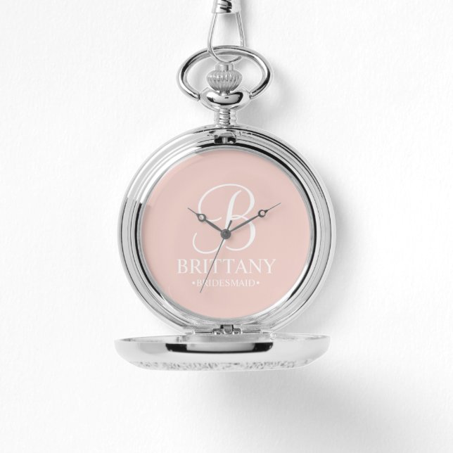 Name und Monogramm der personalisierten Bridesmaid Armbanduhr (Vorderseite)