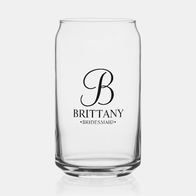 Name und Monogramm der personalisierten Bridesmaid Dosenglas (Vorderseite)
