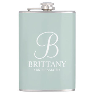 Name und Monogramm der personalisierten Bridesmaid Flachmann