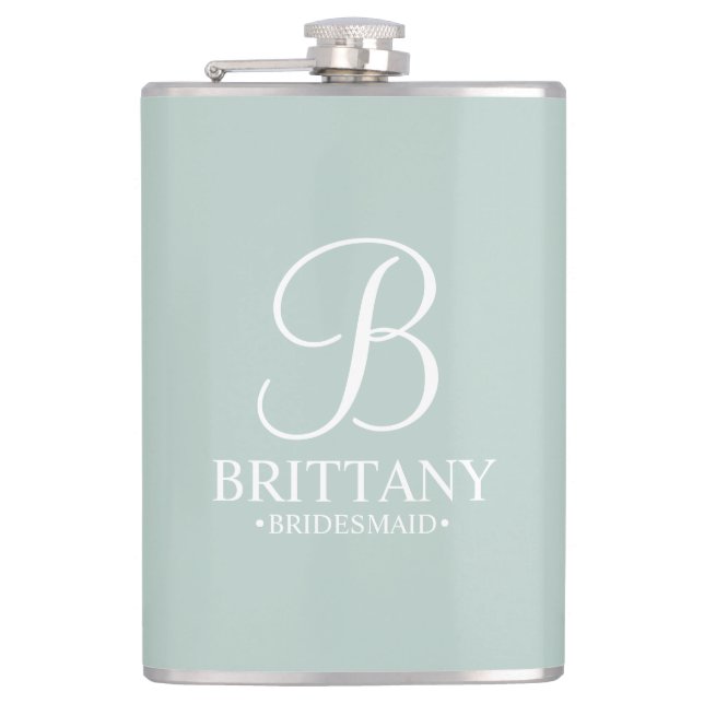 Name und Monogramm der personalisierten Bridesmaid Flachmann (Vorderseite)