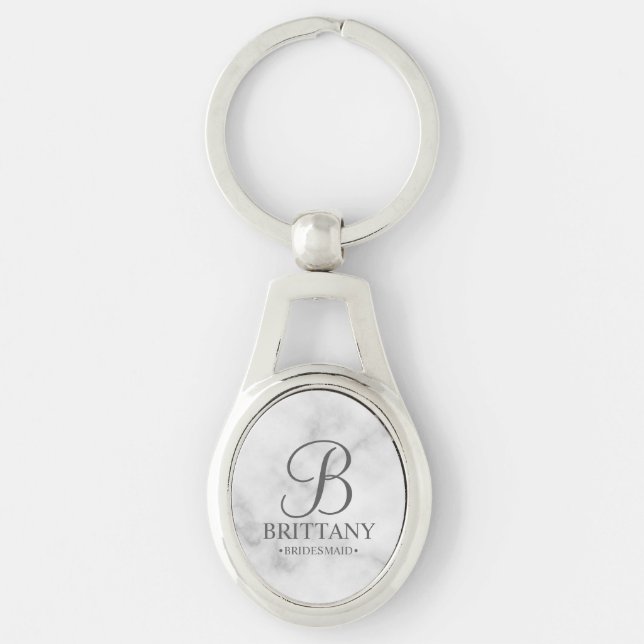 Name und Monogramm der personalisierten Bridesmaid Schlüsselanhänger (Vorderseite)