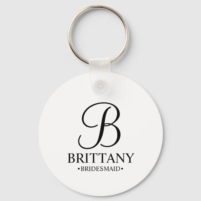 Name und Monogramm der personalisierten Bridesmaid Schlüsselanhänger (Vorderseite)
