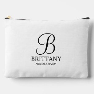 Name und Monogramm der personalisierten Bridesmaid Zubehörtasche