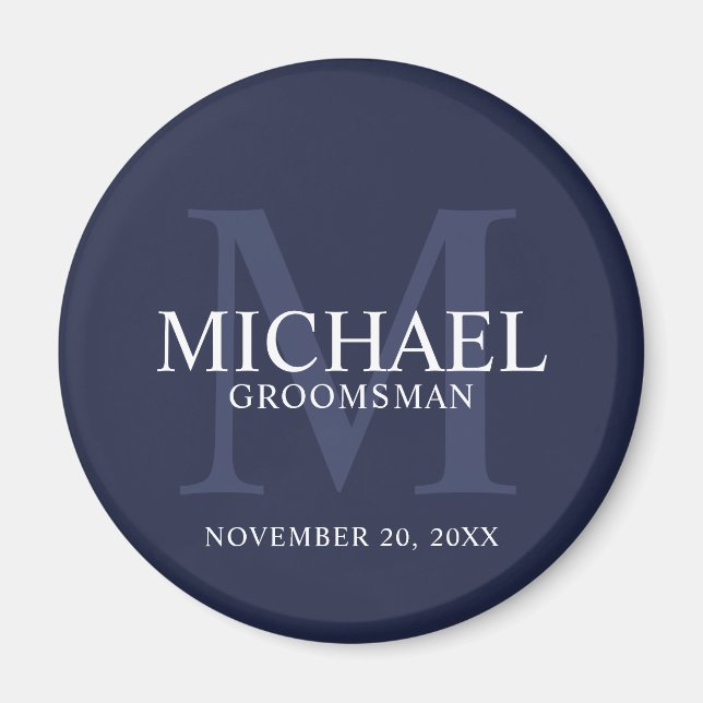 Name und Monogramm der Personalisierten Trauzeugen Magnet (Vorne)