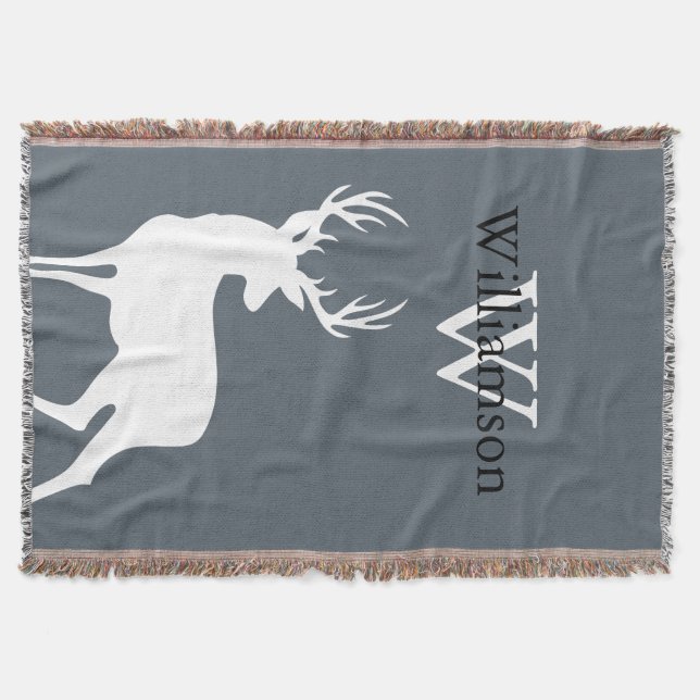 Name und Monogramm der Silhouette "White Buck" Decke (Vorderseite)