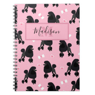 Name und Monogramm des Musters "Black Poodles and Notizblock