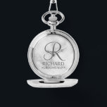 Name und Monogramm des personalisierten Trauzeugen Armbanduhr<br><div class="desc">Eleganter Personalisierter Trauzeuge in Schwarz und Weiß mit personalisiertem Monogramm im eleganten, grau-eleganten Script-Schriftart-Stil mit Trauzeugen Namen und Titel im klassischen Serif-Schriftart-Stil auf weißem Marmorhintergrund. Auch perfekt für Trauzeuge, Brautvater, Brautjungfrau, Trauzeugin, Blume Mädchen, Brautmutter und mehr. Bitte beachten Sie: Die Marmordetails werden im Kunstwerk simuliert. Bei der Herstellung dieses Produktes...</div>
