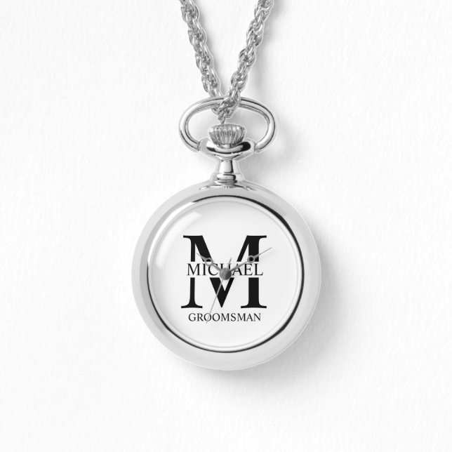 Name und Monogramm des personalisierten Trauzeugen Armbanduhr (Vorderseite)