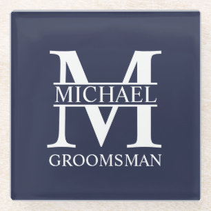Name und Monogramm des personalisierten Trauzeugen Glasuntersetzer