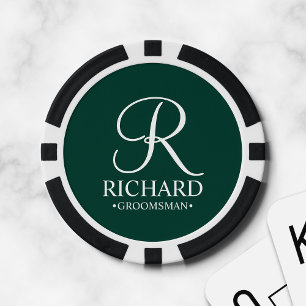 Name und Monogramm des personalisierten Trauzeugen Pokerchips