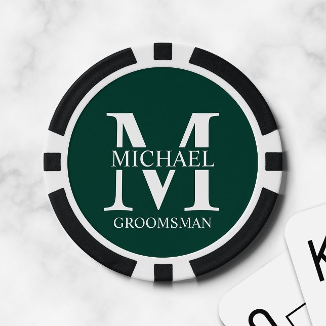 Name und Monogramm des personalisierten Trauzeugen Pokerchips (Von Creator hochgeladen)