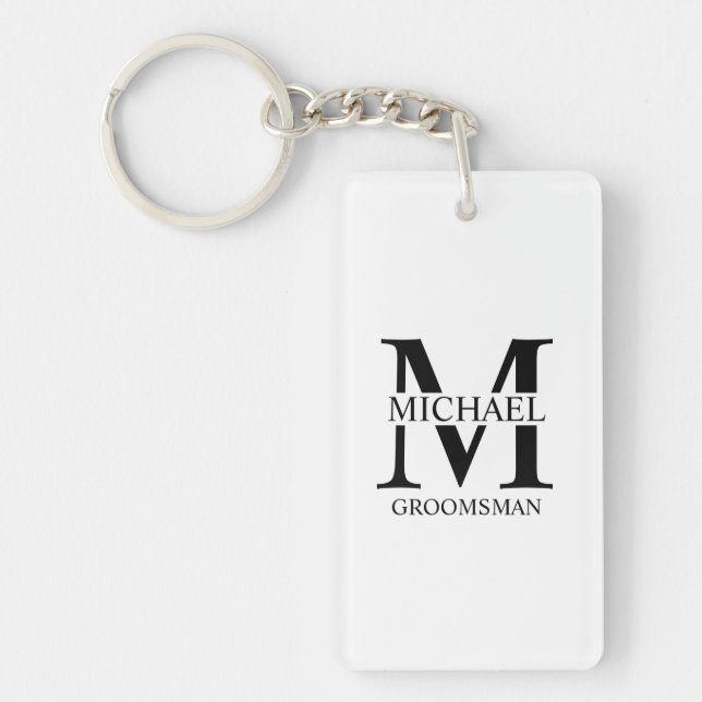 Name und Monogramm des personalisierten Trauzeugen Schlüsselanhänger (Vorderseite)