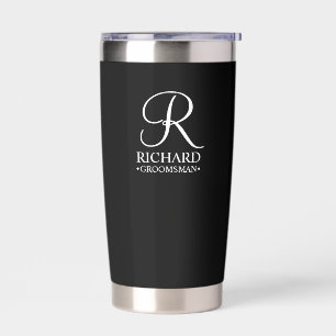 Name und Monogramm des personalisierten Trauzeugen Thermobecher