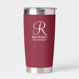 Name und Monogramm des personalisierten Trauzeugen Thermobecher