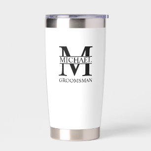 Name und Monogramm des personalisierten Trauzeugen Thermobecher