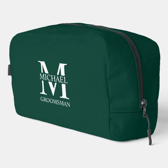 Name und Monogramm des personalisierten Trauzeugen Waschbeutel (Rechte Ecke)