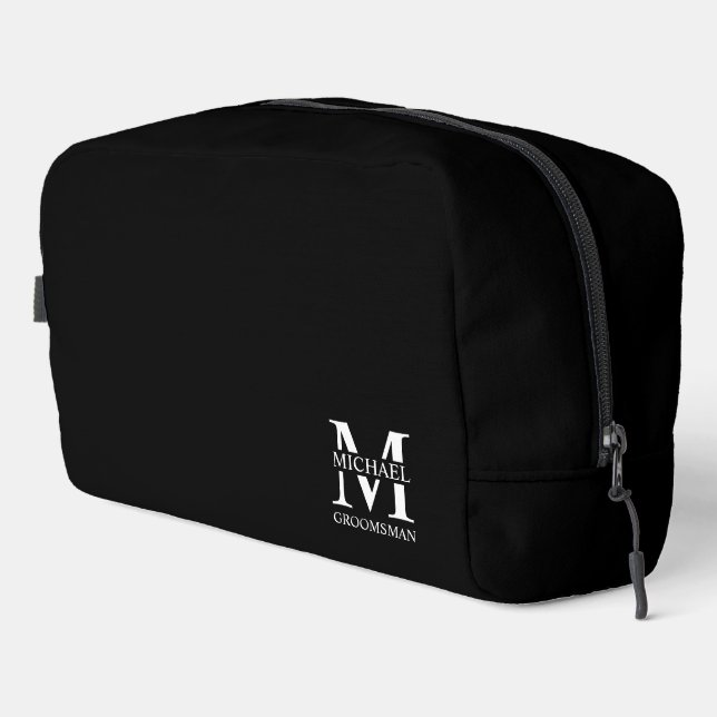 Name und Monogramm des personalisierten Trauzeugen Waschbeutel (Rechte Ecke)