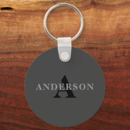 Name und Monogramm | Dunkelgrau Schlüsselanhänger