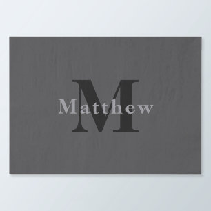 Name und Monogramm   Dunkelgrau Seidenpapier