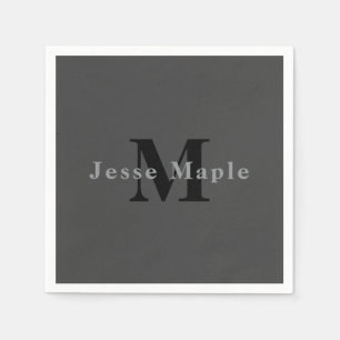 Name und Monogramm   Dunkelgrau Serviette