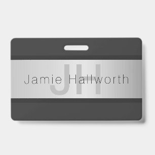 Name und Monogramm Grays & Imitate Silver Look Ausweis