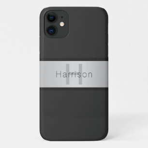 Name und Monogramm   Grays & Imitate Silver Look Case-Mate iPhone Hülle