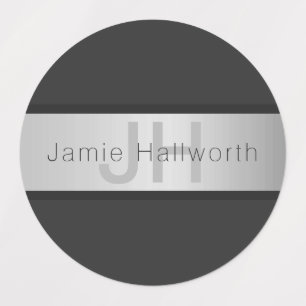 Name und Monogramm Grays & Imitate Silver Look Etiketten