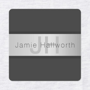 Name und Monogramm Grays & Imitate Silver Look Etiketten
