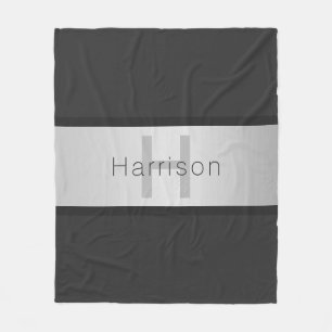 Name und Monogramm Grays & Imitate Silver Look Fleecedecke