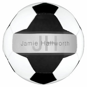 Name und Monogramm Grays & Imitate Silver Look Fußball