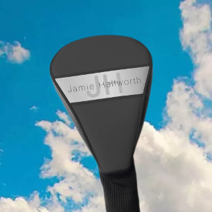 Name und Monogramm Grays & Imitate Silver Look Golf Headcover